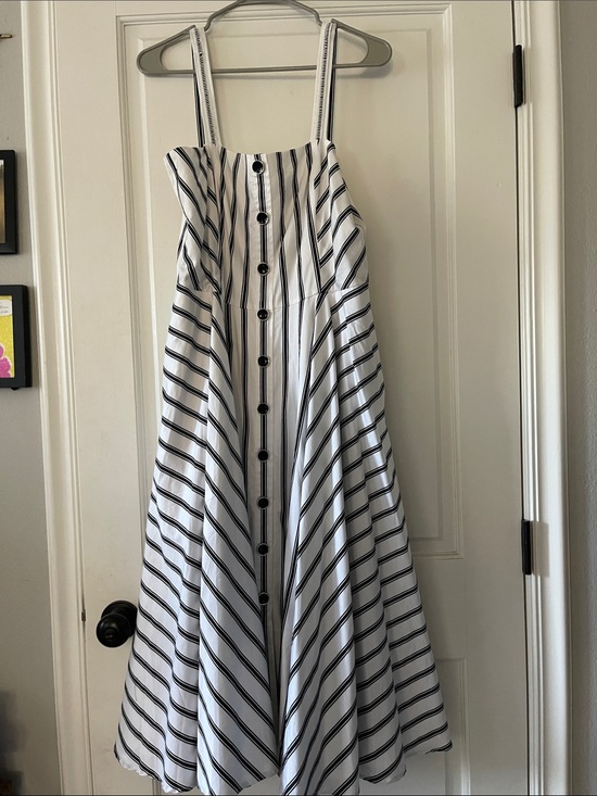 White House Black Market Dresses & Skirts - White House Black Market White Dress with Black Stripes